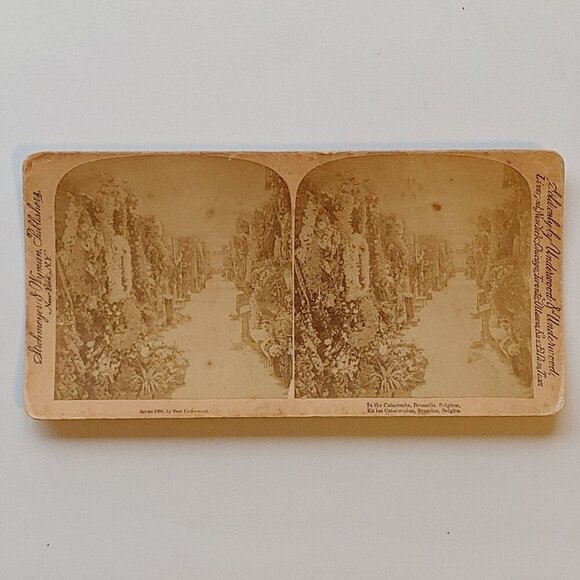 ANTIQUE Stereograph Inside the Catacombs Brussels, Belgium Palais du Coudenberg - Picture 1 of 5